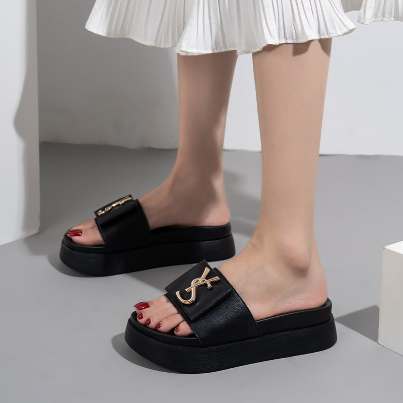 Women’s Fashion Thick-Soled Leather Sandals 2024