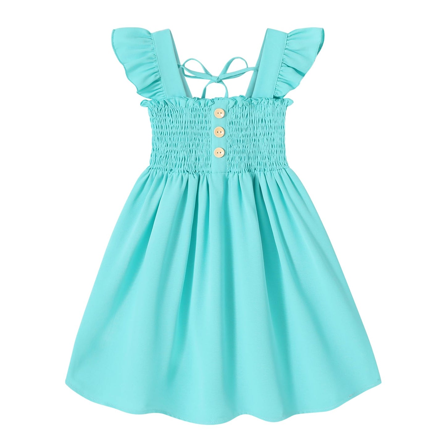 JEELLIGULAR Toddler Dress Ruffle Sleeveless Button Down Denim Dress for Toddler Girl Dress Summer Beach Casual A-line Sundress(Lake Blue18-24 Months)…
