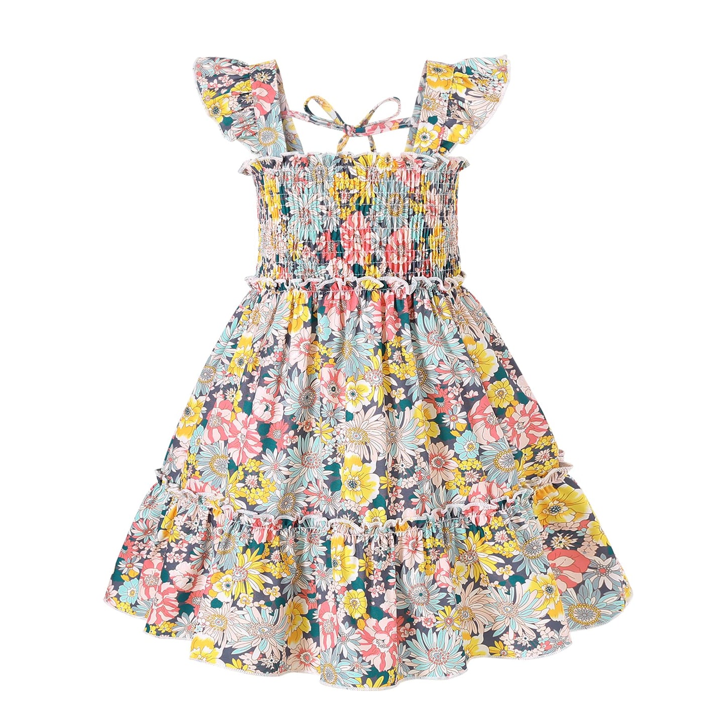 YOUNGER TREE Toddler Girl Dress Kids Sleeveless Ruffle Dresses for Girls Summer Outfits Beach Sundress(Floral4-5 T)