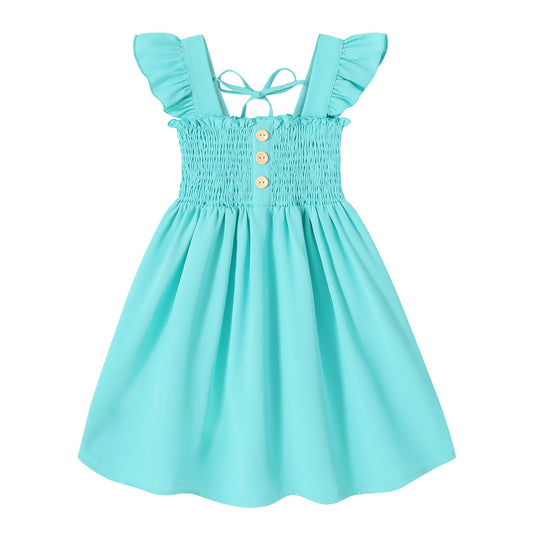 JEELLIGULAR Toddler Dress Ruffle Sleeveless Button Down Denim Dress for Toddler Girl Dress Summer Beach Casual A-line Sundress(Lake Blue18-24 Months)…